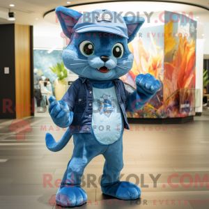 Blue Cat-maskotdraktfigur...