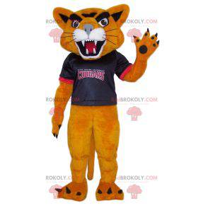 Mascotte cougar aggressiva con la sua maglia da tifoso -