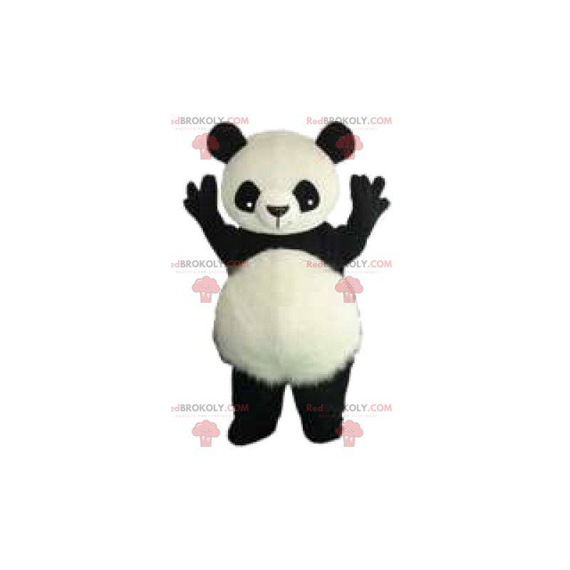 Mascotte di un panda bianco e nero e le sue belle orecchie -