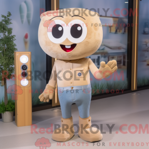 Beige kamera maskot kostume...
