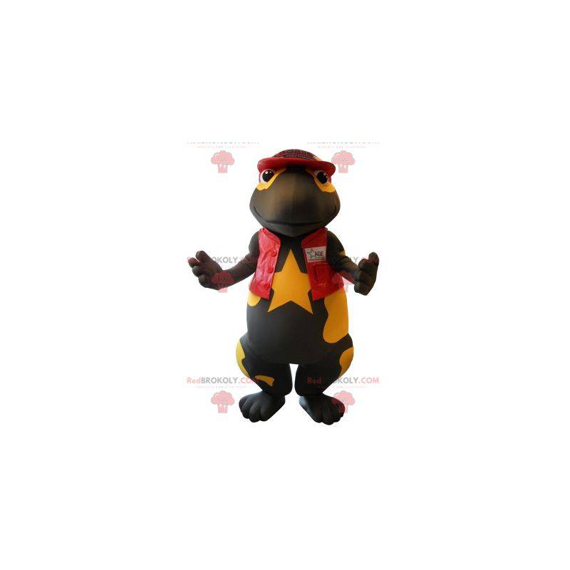 Mascote salamandra gigante preta e amarela - Redbrokoly.com