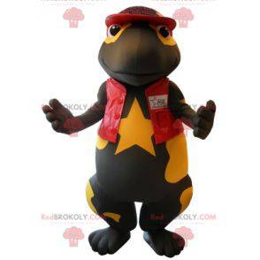 Mascote salamandra gigante preta e amarela - Redbrokoly.com