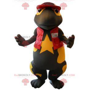 Mascotte gigante della salamandra nera e gialla - Redbrokoly.com