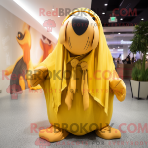 Gul hvalros maskot kostume...
