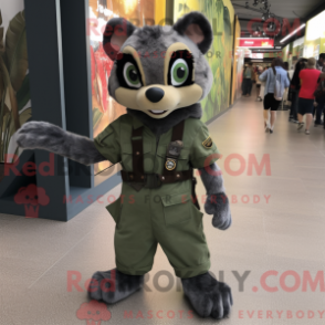 Fantasia de mascote de civeta azeitona com macacão e presilhas de cachecol - Mascotes civeta - REBROKO_210160 - RedBrokoly.com