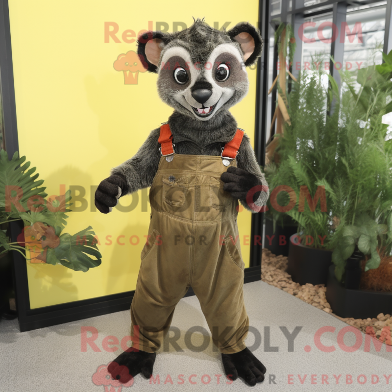 Fantasia de mascote de civeta azeitona com macacão e presilhas de cachecol - Mascotes civeta - REBROKO_210161 - RedBrokoly.com