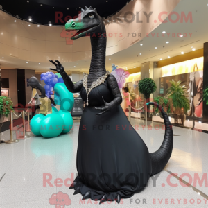Sort Brachiosaurus maskot...