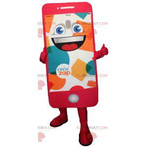 Kæmpe lyserød mobiltelefon maskot. Mascot Créa'zap -