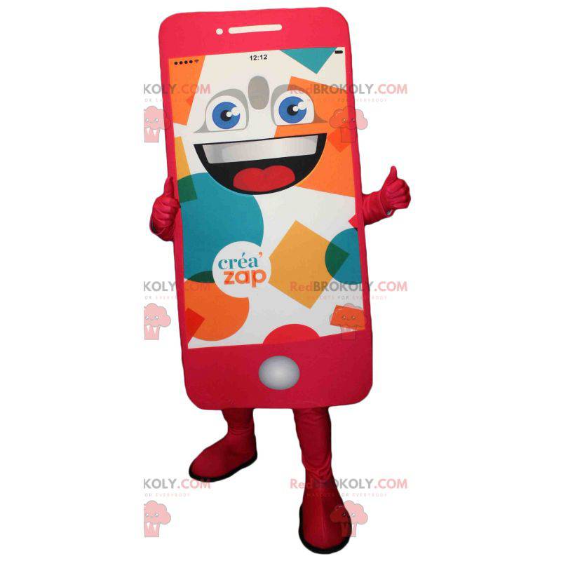 Obří růžový maskot mobilního telefonu. Maskot Créa'zap -