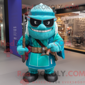 Turquoise Samurai mascot...