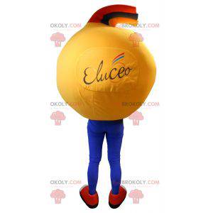 Zeer glimlachende gele smileymascotte. Smiley kostuum -