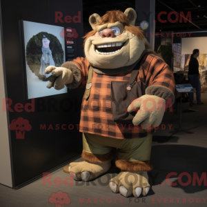Tan Ogre maskot kostume...