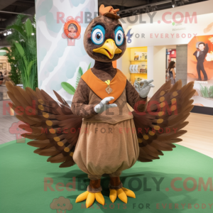 Brun Peacock maskot kostume...