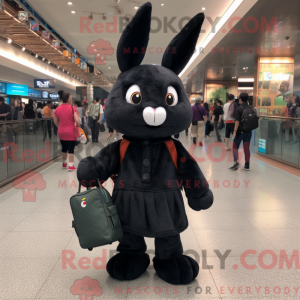 Sort kanin maskot kostume...