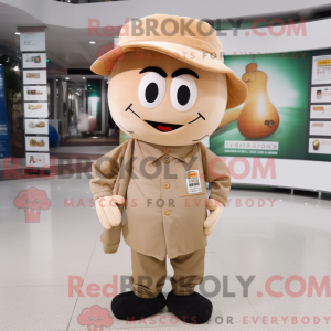 Beige mandarin maskot drakt...