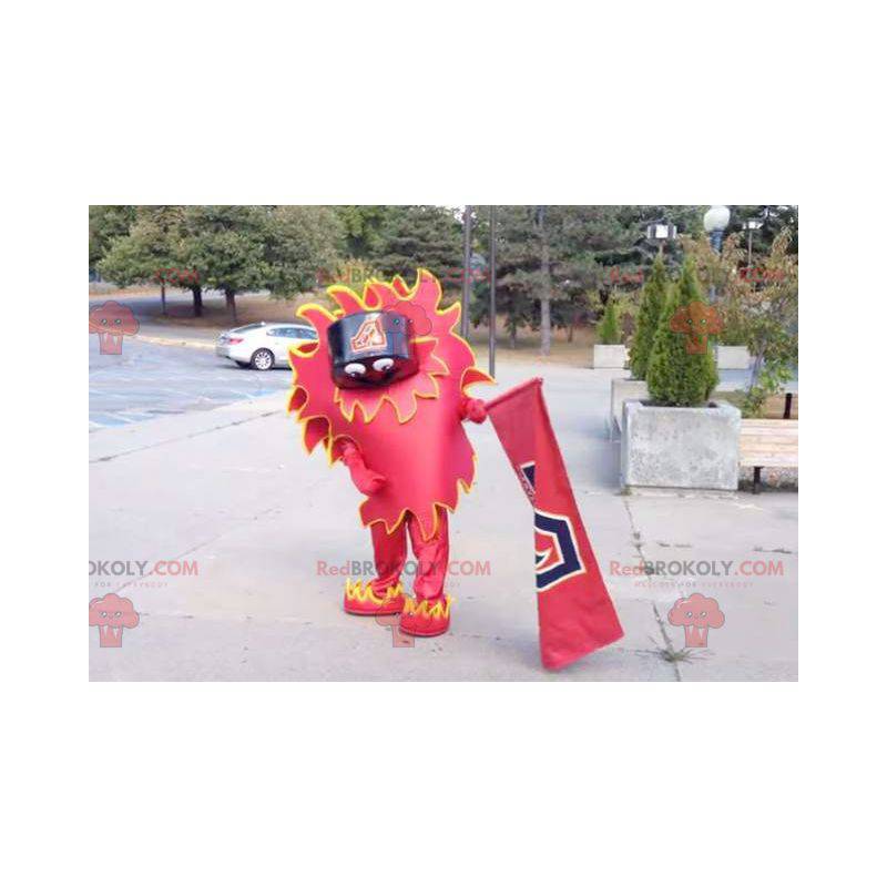 Mascote gigante dragão chinês vermelho e amarelo -