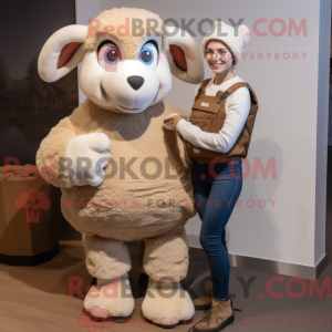 Beige Ram maskot kostym...