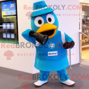 Teal Camera maskot kostume...