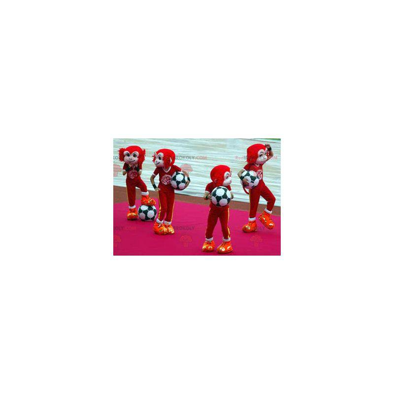 Red and white monkey mascot in sportswear - Redbrokoly.com Red and white monkey mascot in sportswear - Redbrokoly.com