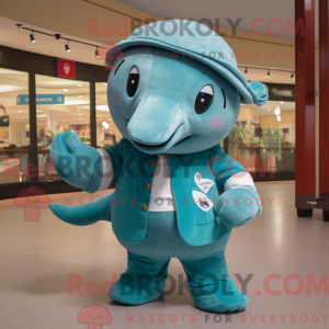 Teal Whale-maskotdraktfigur...