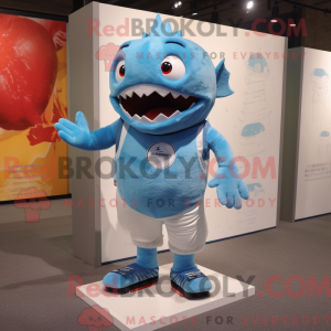 Sky Blue Piranha mascot...