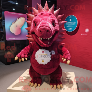 Maroon Ankylosaurus maskot...