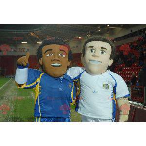 2 mascots of sports boys, one mestizo and one white -