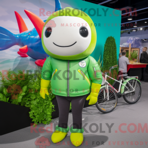 Lime Green Narwhal mascot...