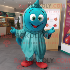 Teal Cherry mascottekostuum...
