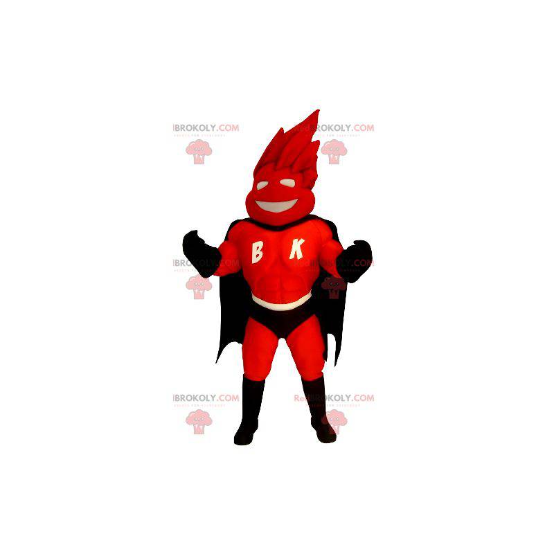 Mascotte de super-héros en costume rouge et noir -