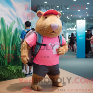 Pink Capybara mascot...