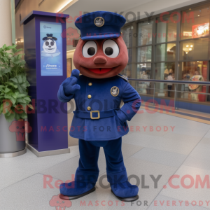 Navy Plum mascot costume...