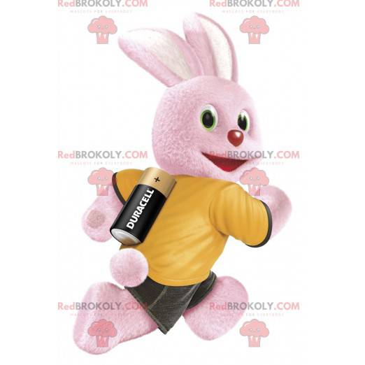 Maskot av den berömda rosa kaninen från Duracell-batteriet -