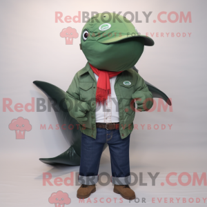 Skovgrøn pukkelhval maskot...