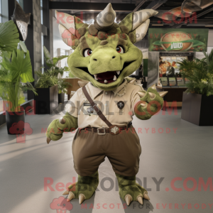 Olive Triceratops mascot...