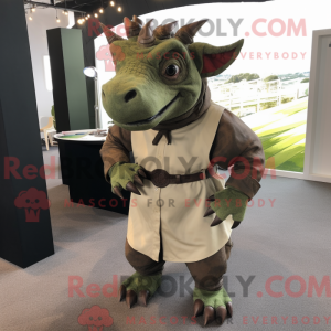 Olive Triceratops mascot...