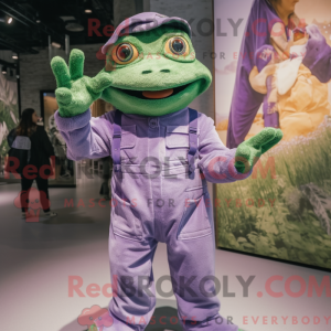 Fantasia de mascote de rã lavanda com macacão e luvas sem dedos - Sapos mascotes - REBROKO_210669 - RedBrokoly.com