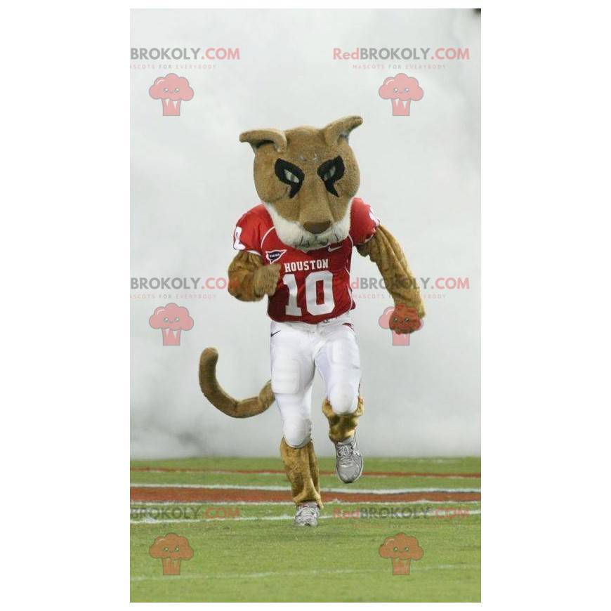 Mascote tigre marrom e branco em roupas esportivas - Mascote tigre marrom e branco em roupas esportivas -