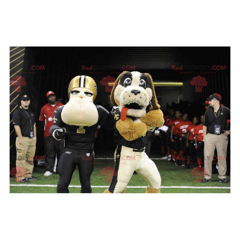 Mascotte de chien et de footballeur américain - Redbrokoly.com