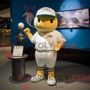 Guld Narhval maskot kostume...