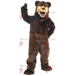 Brun och beige hård björnmaskot helt hårig - Redbrokoly.com