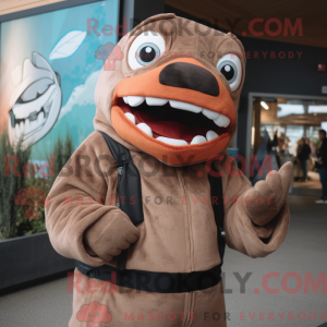 Brun laks maskot kostume...