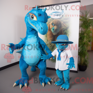 Cyan Utahraptor Maskottchen...