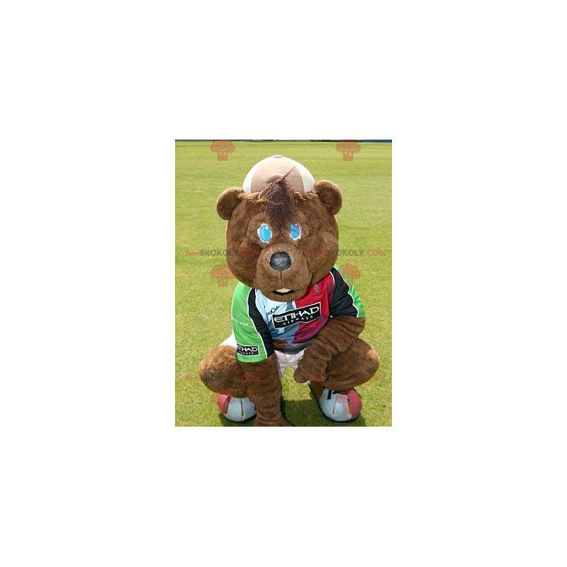 Mascotte d'ourson marron en tenue de sport - Redbrokoly.com