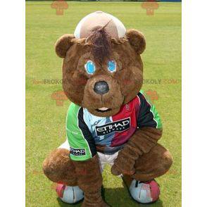 Mascote urso pardo em roupas esportivas - Redbrokoly.com