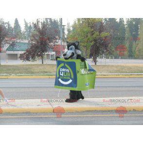 Mascote cinza e lobo preto lindo e impressionante -