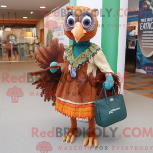 Rust Peacock maskot kostume...
