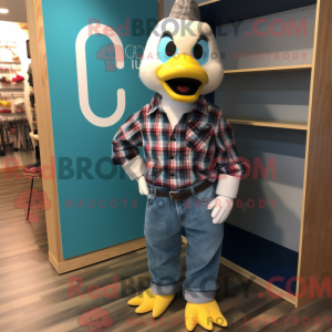Cyan Swan mascot costume...
