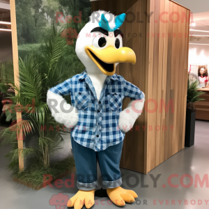Cyan Swan maskot kostume...