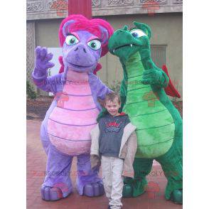 2 färgglada dinosaurier-maskotar - Redbrokoly.com